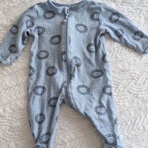 Petit Lem Light Blue Lion Pattern Footie